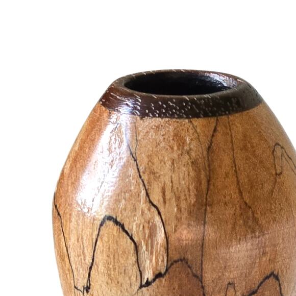 Handmade Toothpick Holder of Marquetry Pieced and Turned Wood - Picture 5 of 8